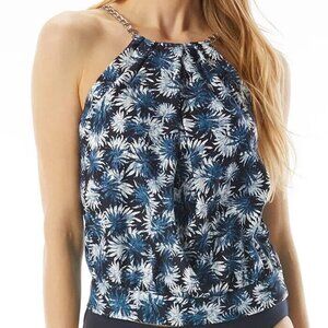 Michael Kors  Blouson High-Neck Tankini Top
